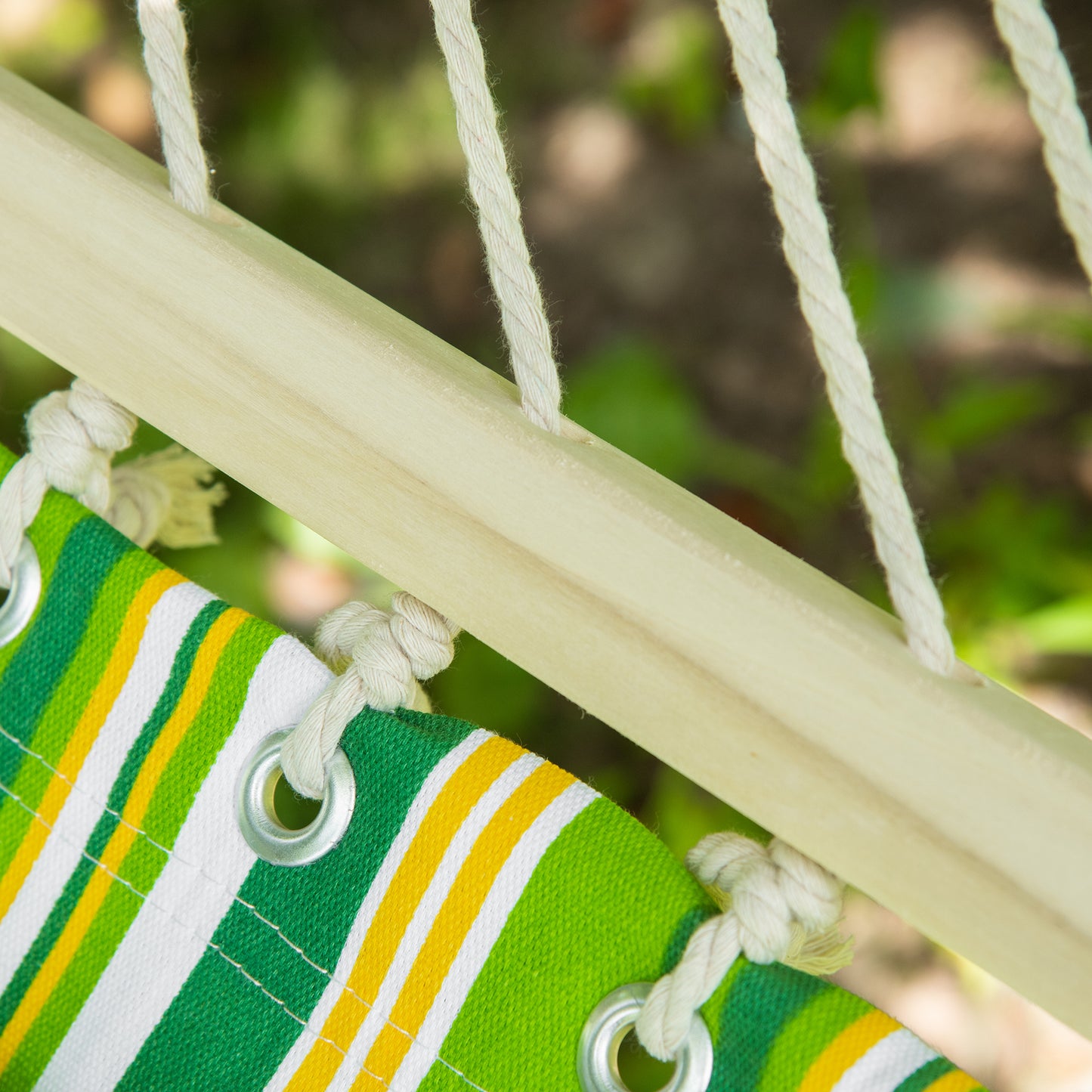 75" Patio Outdoor Hammock, Striped Camping Hammock Lounge Bed Garden w/ Pillow, Green
