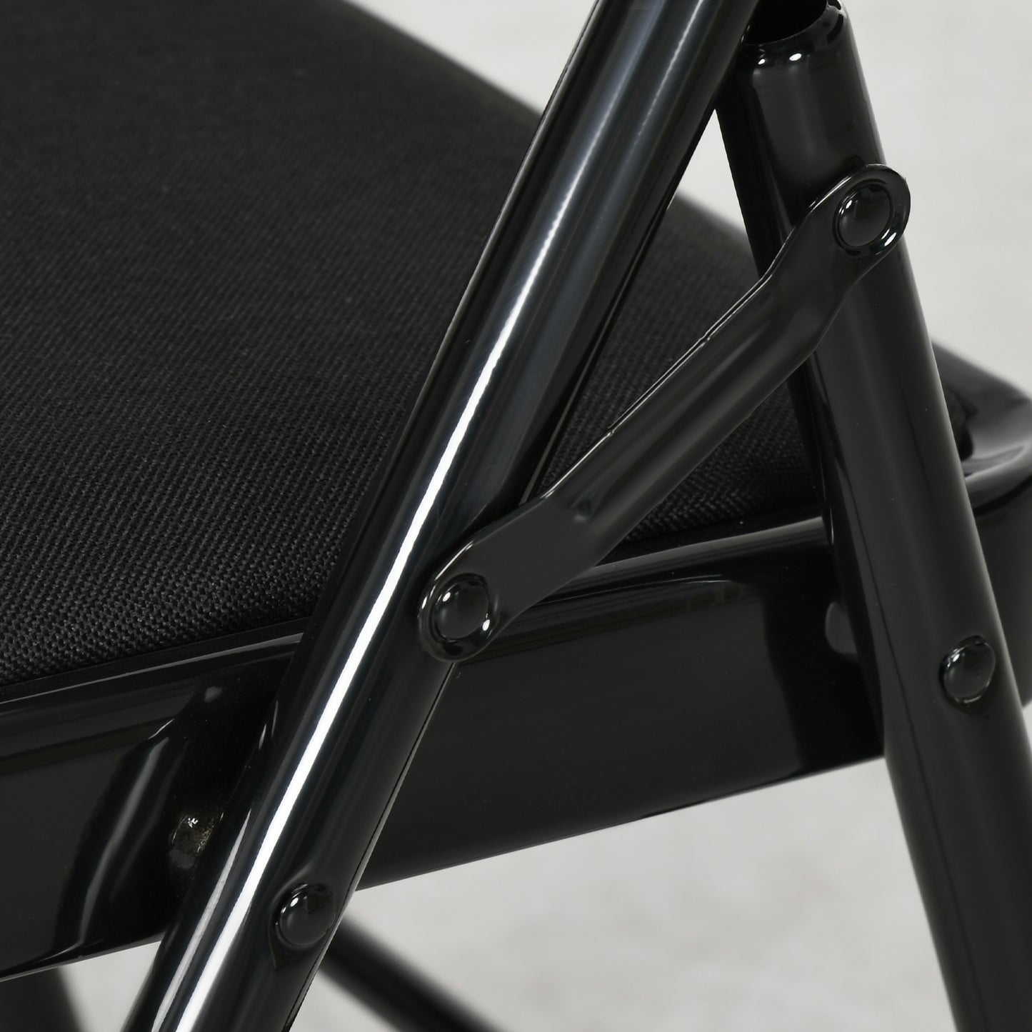 Set of 6 Metal Foldable Chairs, Faux Linen Padded Folding Chairs with Cushion Seat and Open Back for Indoor, Black