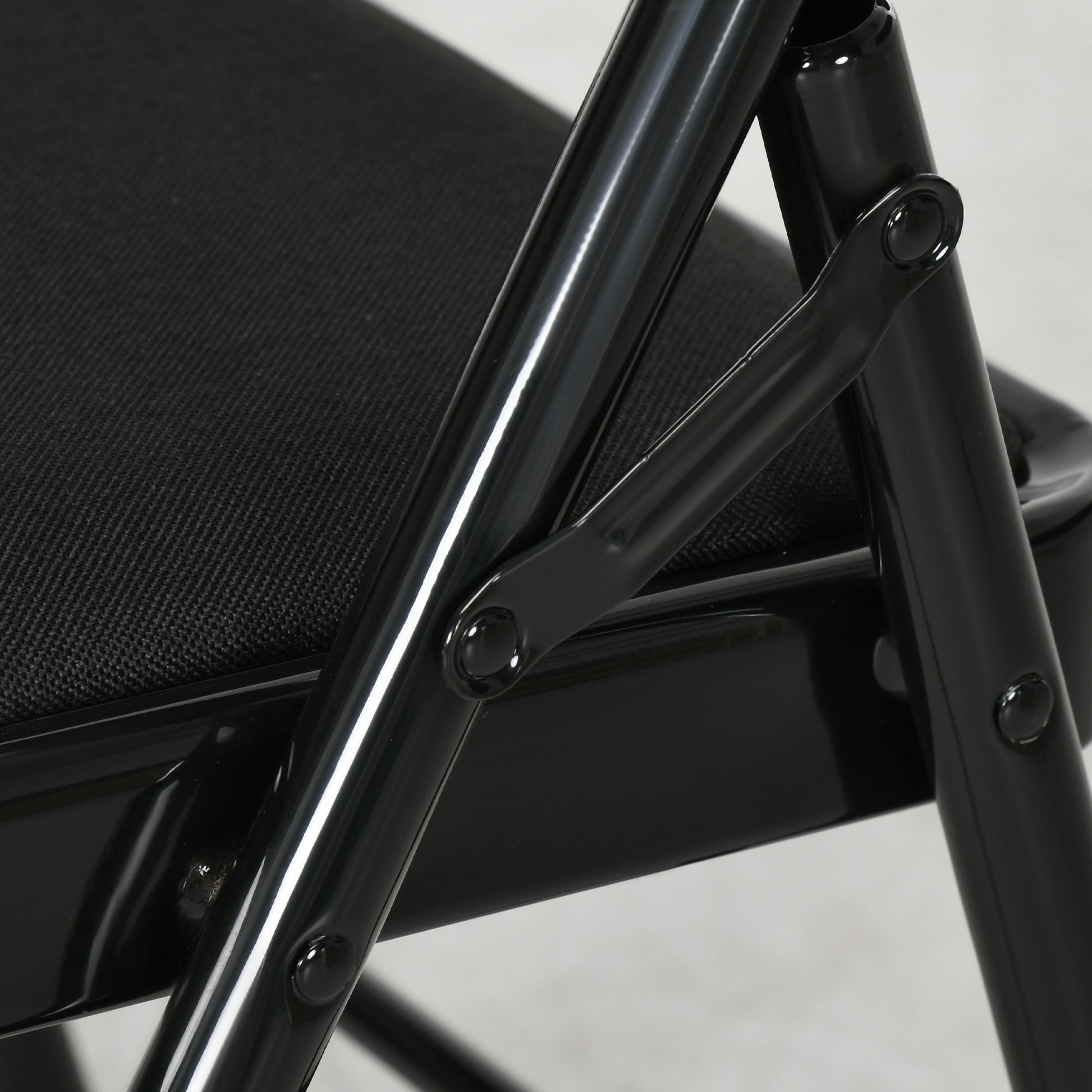Set of 6 Metal Foldable Chairs, Faux Linen Padded Folding Chairs with Cushion Seat and Open Back for Indoor, Black