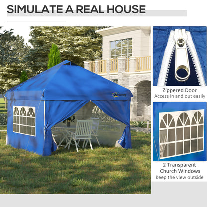 10' x 10' Pop Up Canopy Tent, Instant Sun Shelter, Tents for Parties, with Wheeled Carry Bag, Blue