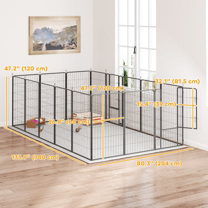 16 Panels Dog Playpen with Strap, Portable & DIY, for Large Dogs, for Yard, RV, Camping, Garden, 47" Height
