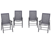 4-Piece Folding Chair Set for Relaxing on Patio Balcony Garden, Comfortable Outdoor Furniture with Armrests, Dark Grey