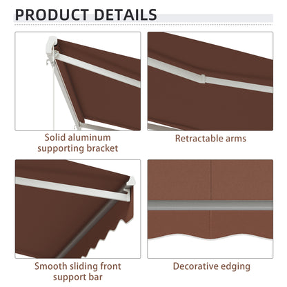 13' x 10' Electric Awning, Retractable Awning Sun Shade Shelter with Remote Controller, Manual Crank Handle and Aluminum Frame, for Deck, Balcony, Yard, Coffee