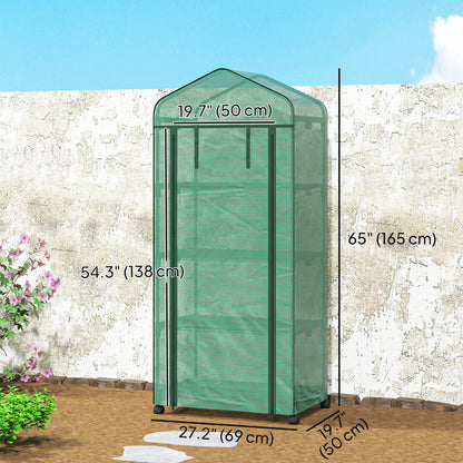 Portable Greenhouse, Outdoor Hot House Plant Flower Greenhouse with 4 Tier Shelves, PE Cover, Green