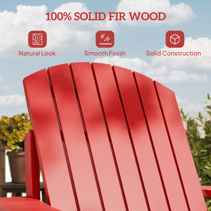 Classic Adirondack Chair, Muskoka Chairs, Garden Deck Chair with Cup Holder for Patio, Indoor, Backyard, Red