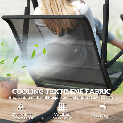 Patio Swing Chair w/Adjustable Canopy Outdoor Porch Swing Glider w/Dual Independent Seats 2-Seat Grey