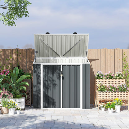 5ft x 3ft Outdoor Storage Shed, Garbage Bin Shed Organizer with Lockable Double Doors and Openable Lid