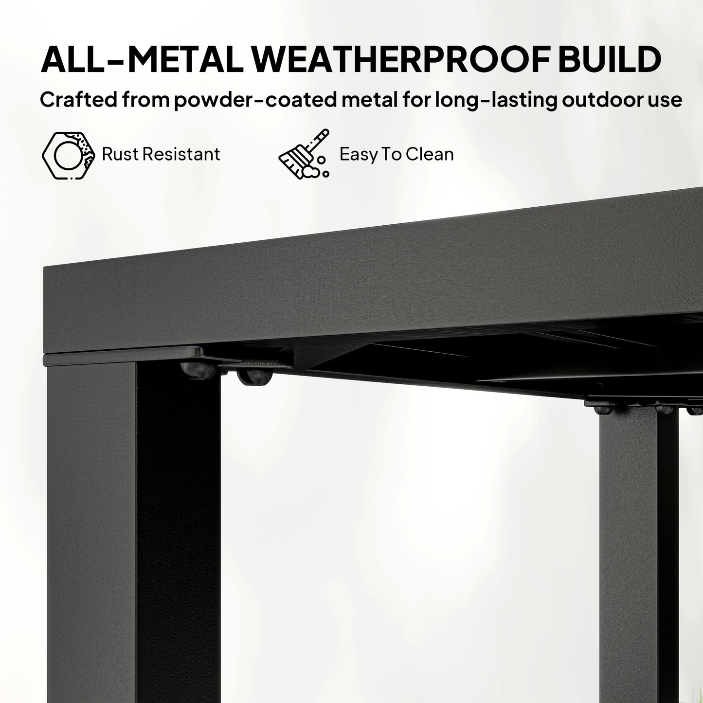 Metal Outdoor Side Table, 45.5 cm Square Patio Side Table, Small Accent Table for Garden, Poolside, Black