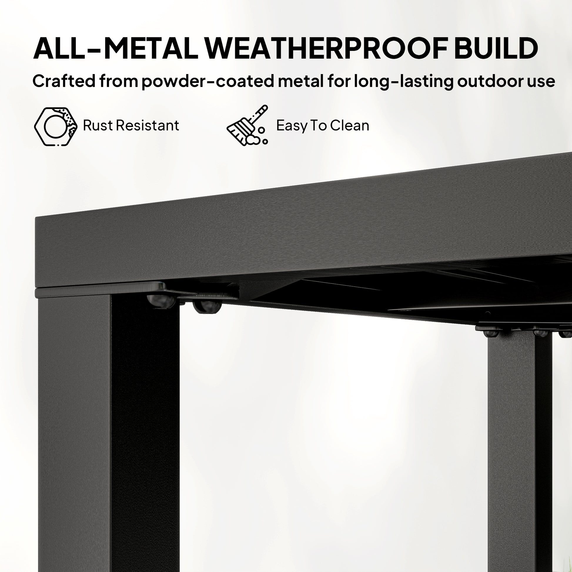 Metal Outdoor Side Table, 45.5 cm Square Patio Side Table, Small Accent Table for Garden, Poolside, Black