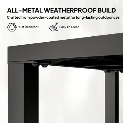 Metal Outdoor Side Table, 45.5 cm Square Patio Side Table, Small Accent Table for Garden, Poolside, Black