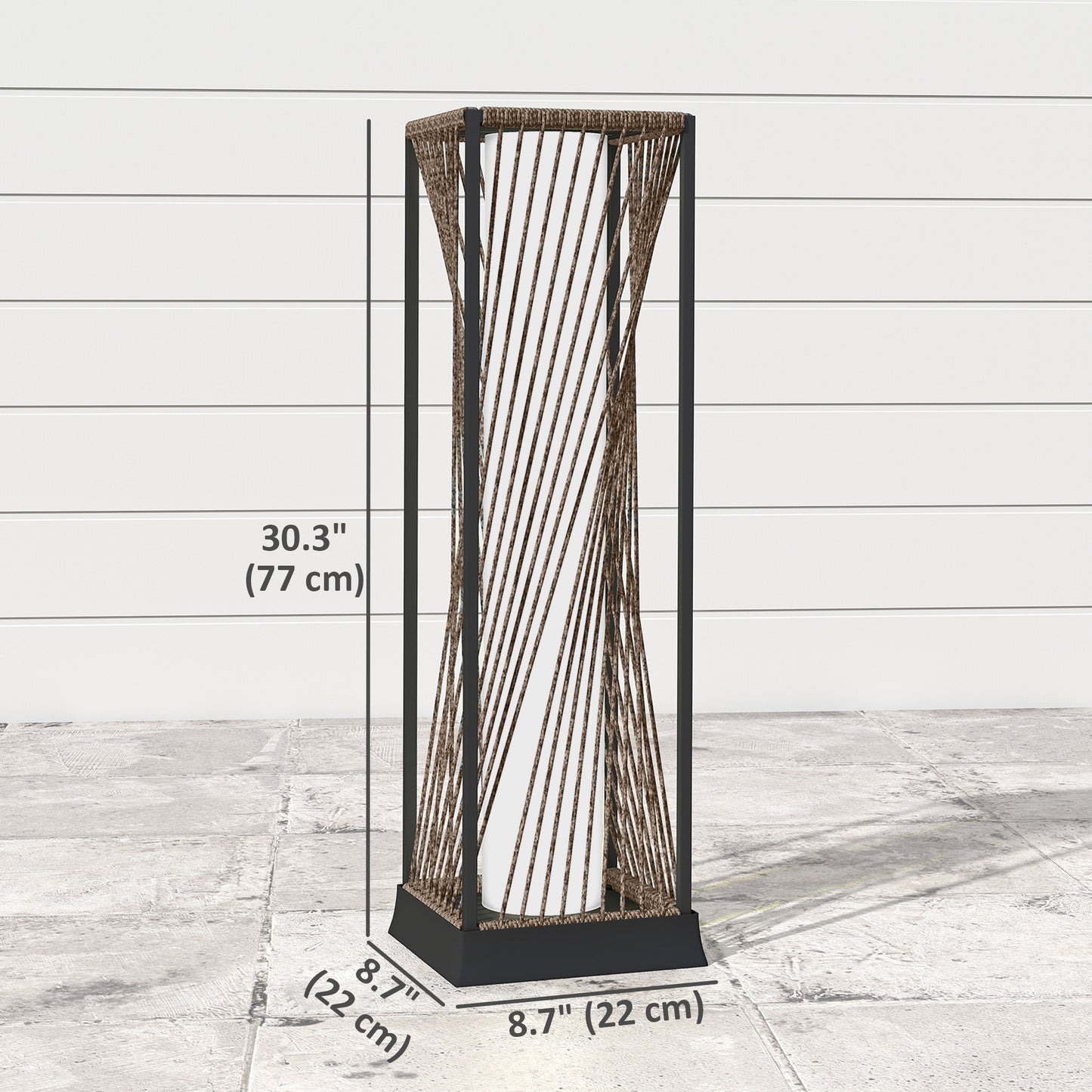 Rattan Solar Floor Lamp, Decorative Outdoor Lamp with Auto On/Off LED Lights, IP44 for Patio, Porch, Pathway, Brown