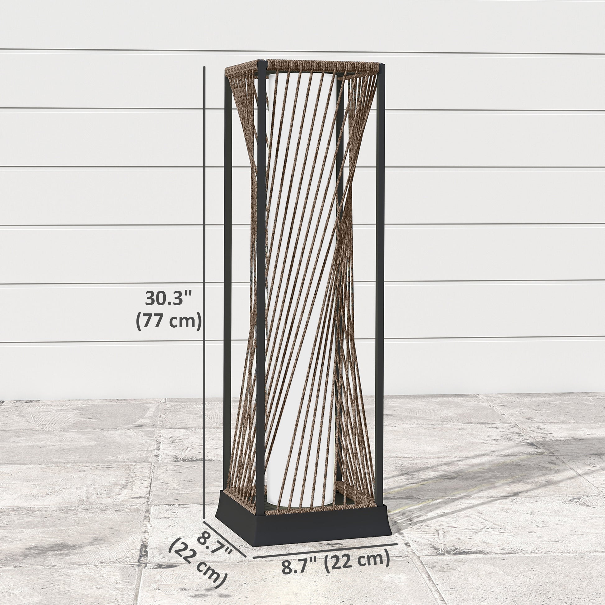 Rattan Solar Floor Lamp, Decorative Outdoor Lamp with Auto On/Off LED Lights, IP44 for Patio, Porch, Pathway, Brown