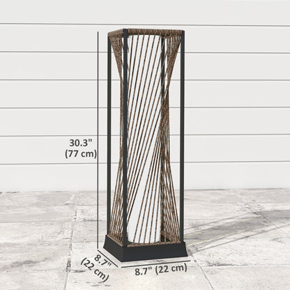Rattan Solar Floor Lamp, Decorative Outdoor Lamp with Auto On/Off LED Lights, IP44 for Patio, Porch, Pathway, Brown