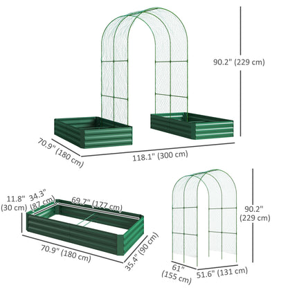 Metal Raised Garden Bed with Trellis for Climbing Plants, Galvanized Garden Bed Kit Outdoor Garden Box with Trellis