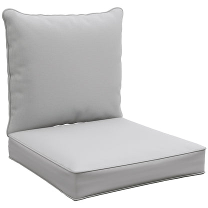 Patio Chair Cushions, Thick Deep Seat Outdoor Seat Cushion with Back Cushion, Light Grey