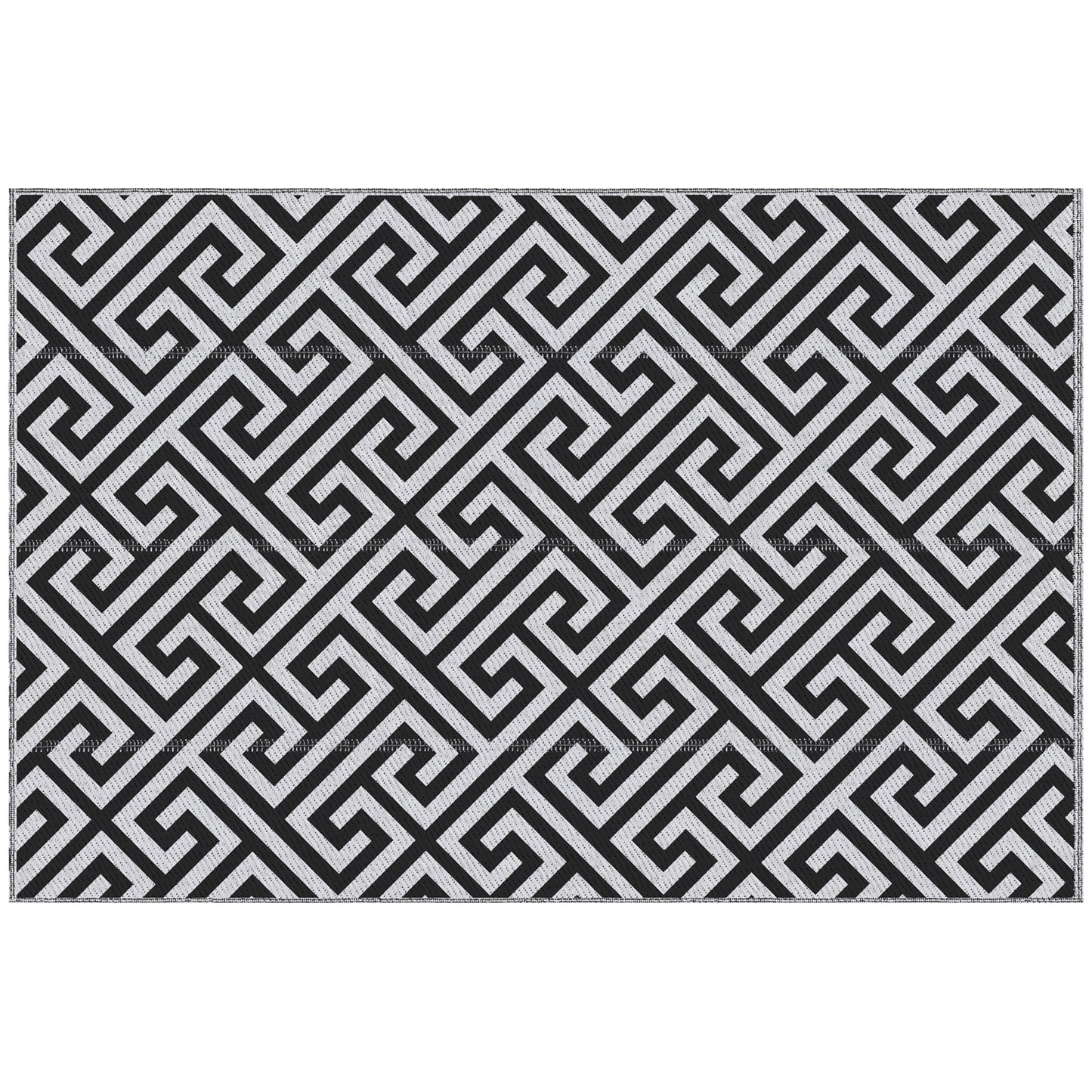 Reversible Outdoor RV Rug, Patio Floor Mat, 5' x 8' Plastic Straw Rug for Backyard, Deck, Beach, Camping, Black & White
