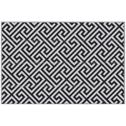 Reversible Outdoor RV Rug, Patio Floor Mat, 5' x 8' Plastic Straw Rug for Backyard, Deck, Beach, Camping, Black & White