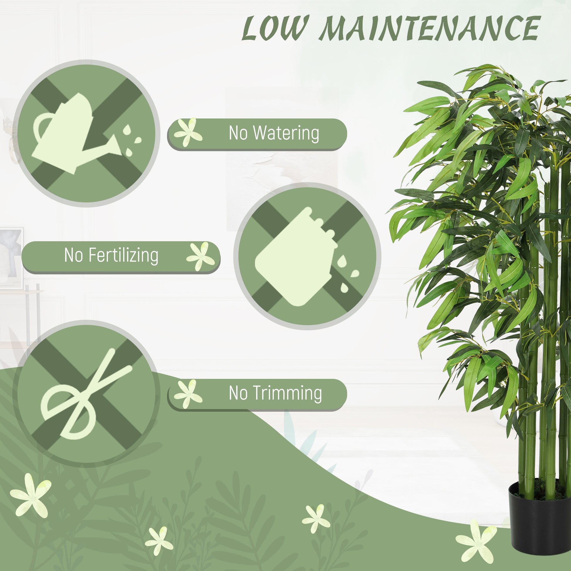 4.6FT Artificial Bamboo Tree Set of 2, Decorative Faux Plant in Nursery Pot, Faux Tree for Home Indoor Decor