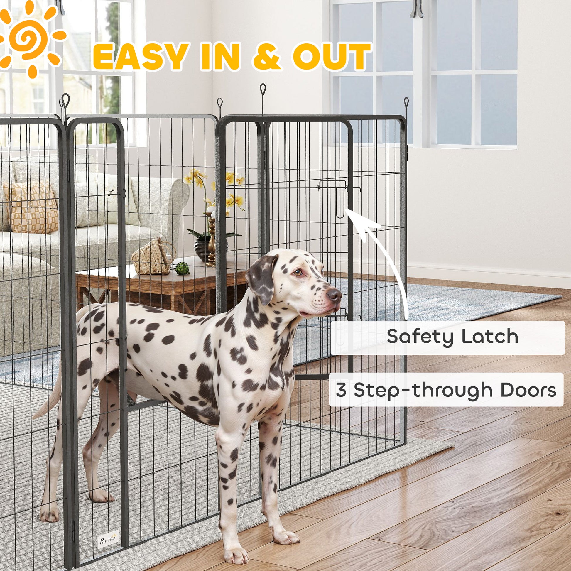 24 Panels 44.5" Height Heavy Duty Dog Playpen for Small Medium Large Dogs, Black
