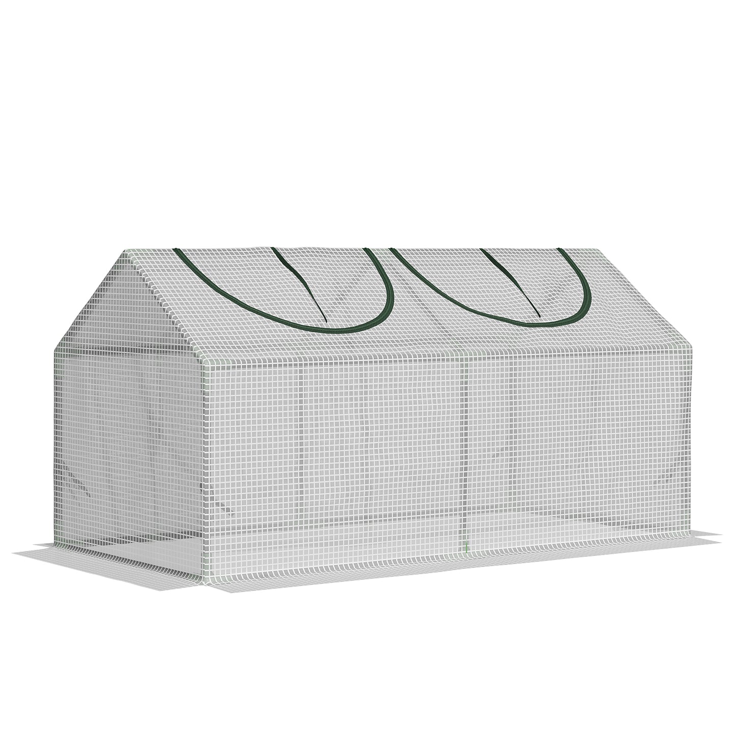 47" x 24" x 24" Portable Mini Tunnel Greenhouse Garden Planting Outdoor Flower Warm House Box with 2 Windows Steel Frame PE Cover, White