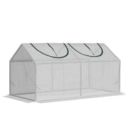 47" x 24" x 24" Portable Mini Tunnel Greenhouse Garden Planting Outdoor Flower Warm House Box with 2 Windows Steel Frame PE Cover, White