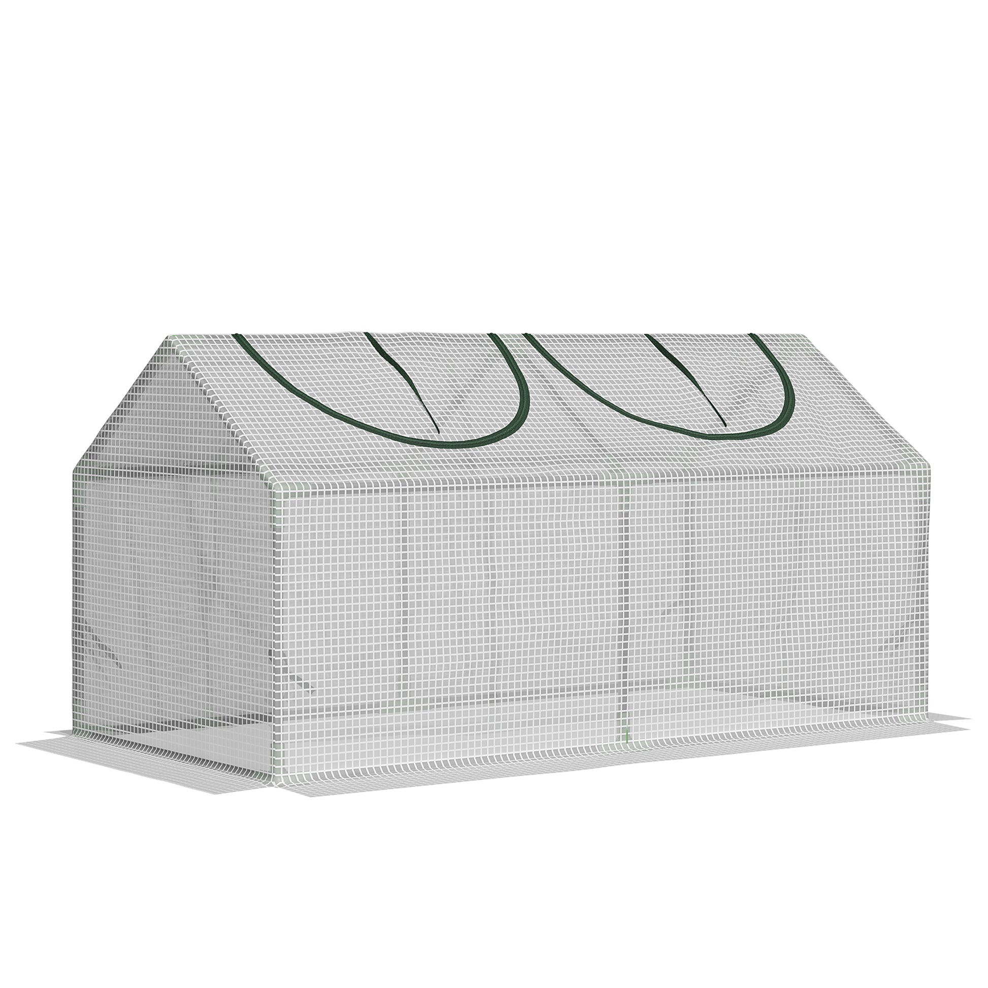 47" x 24" x 24" Portable Mini Tunnel Greenhouse Garden Planting Outdoor Flower Warm House Box with 2 Windows Steel Frame PE Cover, White
