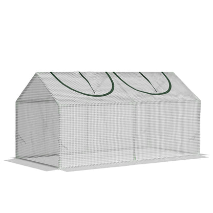 47" x 24" x 24" Portable Mini Tunnel Greenhouse Garden Planting Outdoor Flower Warm House Box with 2 Windows Steel Frame PE Cover, White