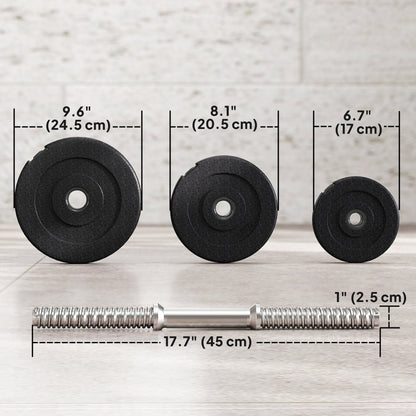 Soozier Adjustable 2 x 44lbs Weight Dumbbell Set for Weight Fitness Training Exercise Fitness Home Gym Equipment, Black (Pair)