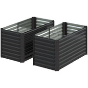 Set of 2 Galvanized Metal Planters for Outdoor Plants, 4' x 2' x 2' Raised Garden Bed, Dark Grey