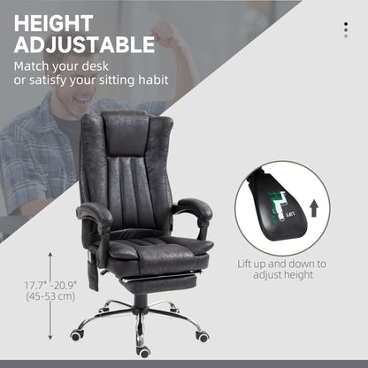 Office Chair 6-point Vibration Massage Chair Micro Fiber Recliner with Retractable Footrest Black
