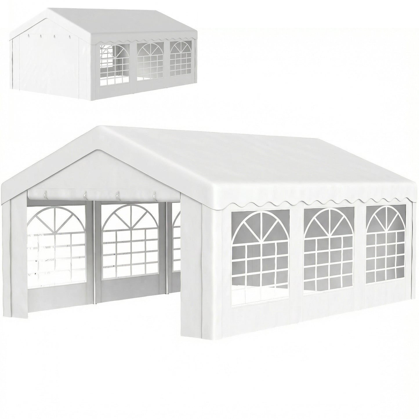 20'x13' Heavy Duty Event Tent Gazebo Portable Sun Shelter with Sidewalls White