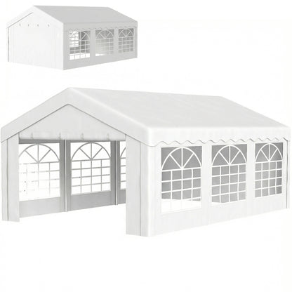 20'x13' Heavy Duty Event Tent Gazebo Portable Sun Shelter with Sidewalls White