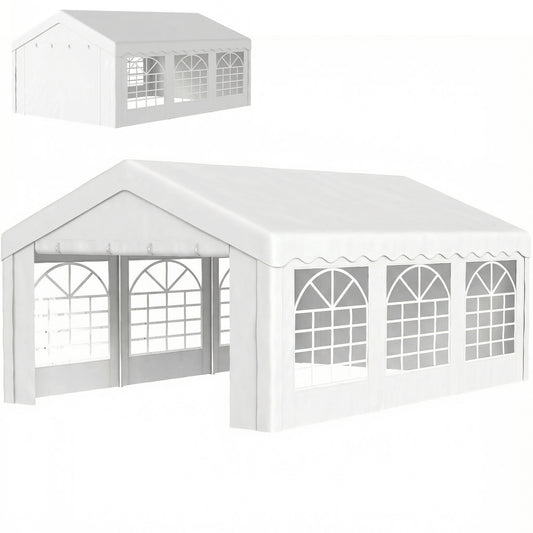 20'x13' Heavy Duty Event Tent Gazebo Portable Sun Shelter with Sidewalls White
