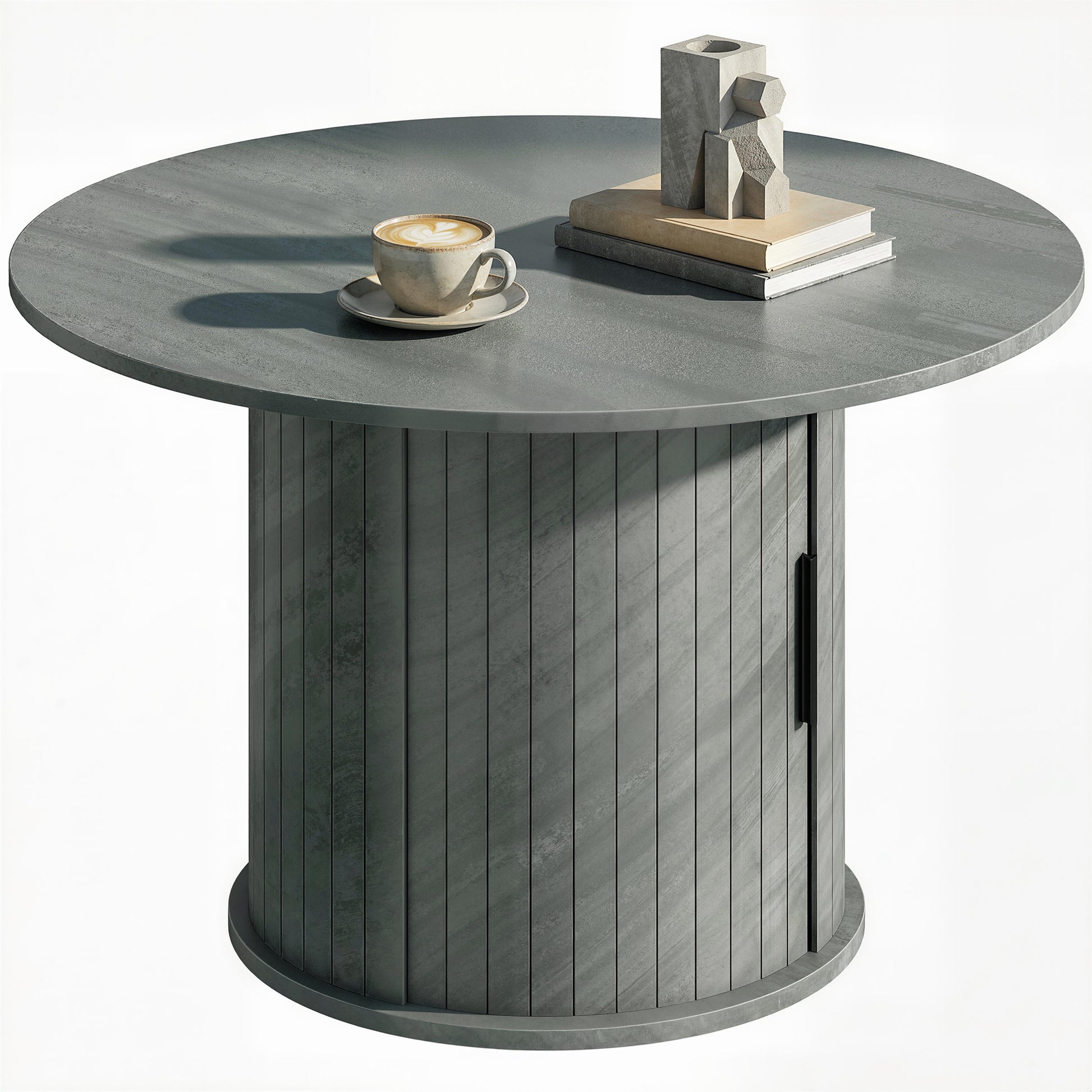 Round Coffee Table, 31.5" Center Table, Cement Grey