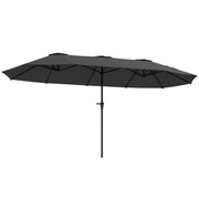 13ft Double-Sided Patio Umbrella with Crank Handle, for Poolside, Deck, Garden, Dark Grey