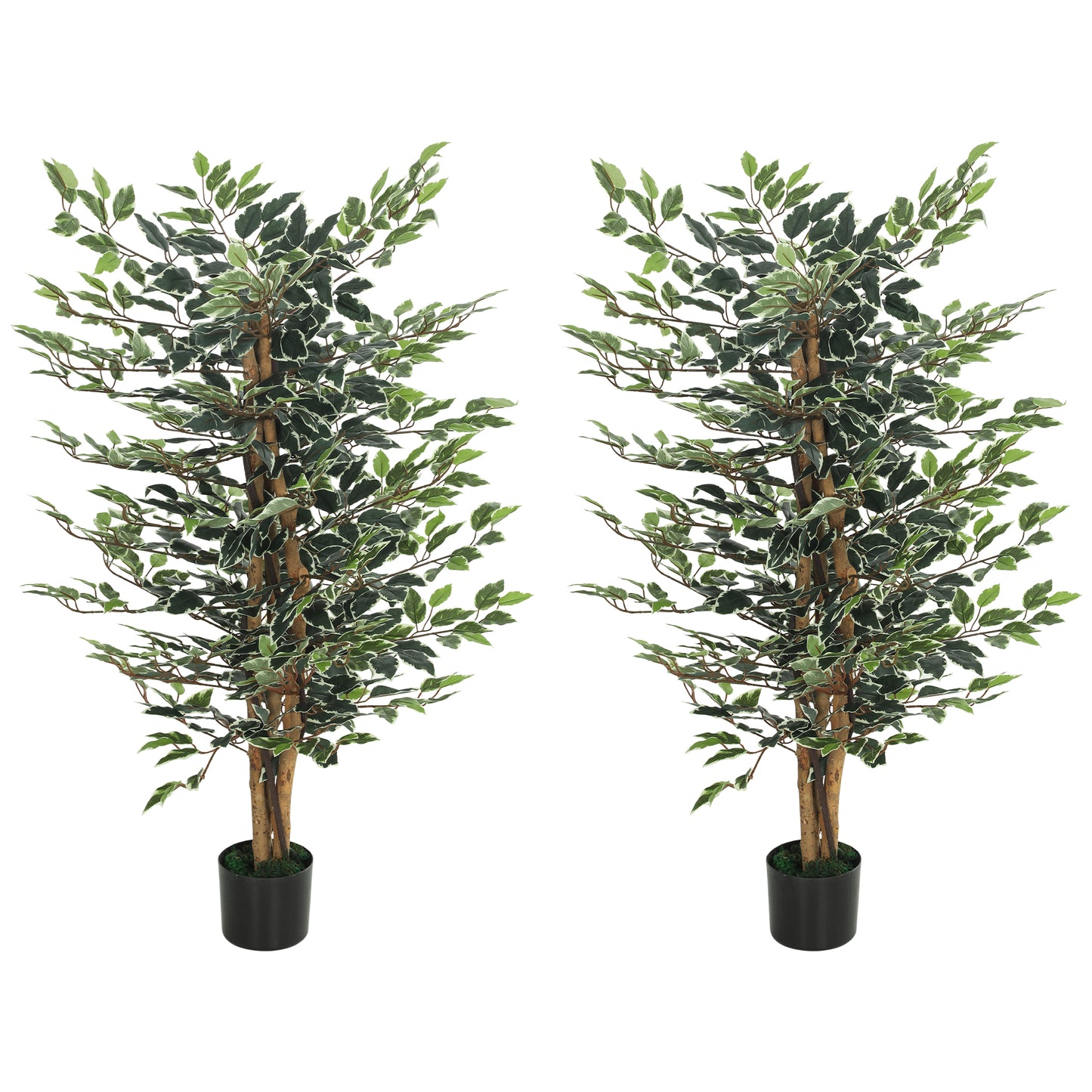Artificial Tree, Fake Ficus Tree with Leaves, Faux Plant in Nursery Pot for Indoor Decoration