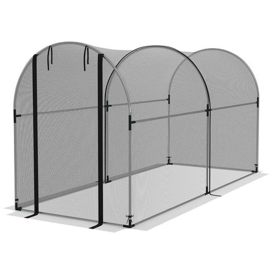 9.8' x 3.9' Crop Cage with Zipper Roll-Up Door, Mesh Plant Protection Tent from Animals with Galvanised Steel Frame