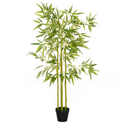 4FT Artificial Bamboo Tree Faux Decorative Plant in Nursery Pot for Indoor Décor