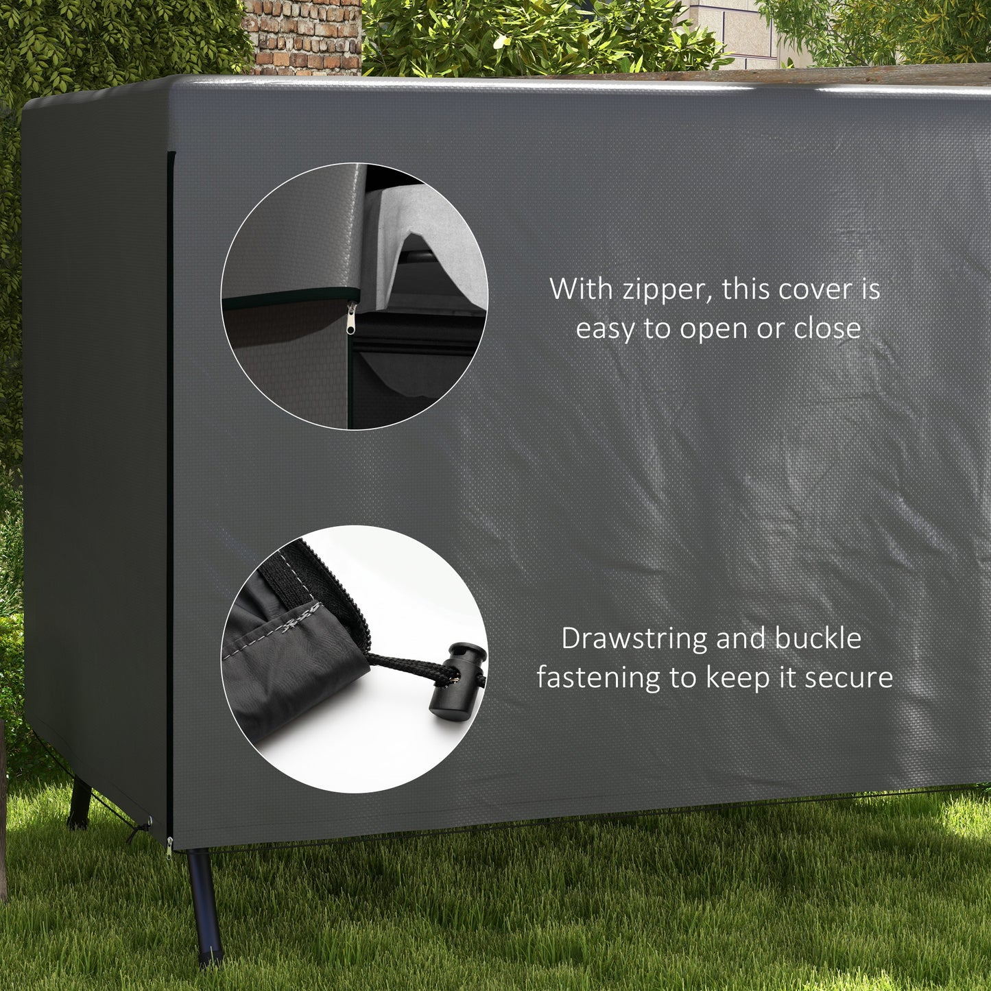 3-Seater Patio Swing Cover, Outdoor Garden Furniture Protection Hammock Glider Cover, Waterproof Dustproof Windproof, 85" x 61" x 59", Dark Grey