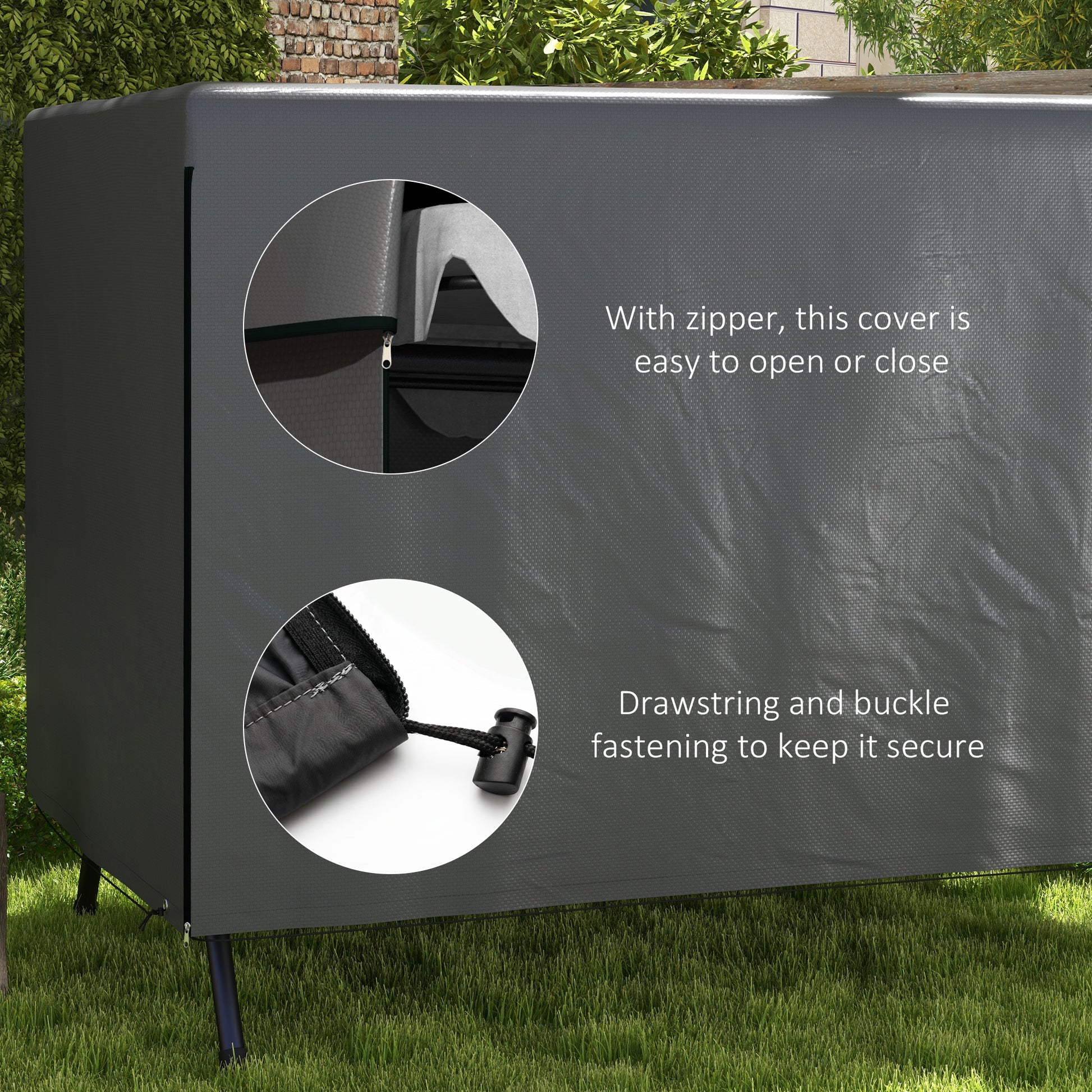 3-Seater Patio Swing Cover, Outdoor Garden Furniture Protection Hammock Glider Cover, Waterproof Dustproof Windproof, 85" x 61" x 59", Dark Grey