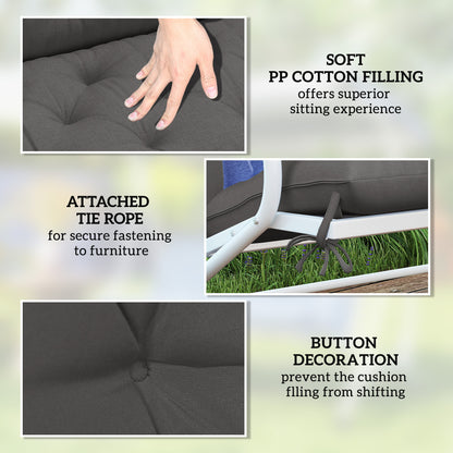 2 Seater Garden Bench Cushion, Soft Thick Outdoor Non-Slip 2 Seater Soft Pad With Backrest for Garden Patio, 47" x 43" x 5", Black