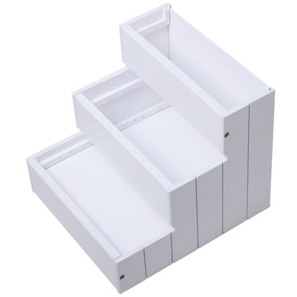 Pet Steps 3-Step Dog Stairs for Small Dogs Cats and Wooden Ramp with Storage Box Carpet Tread, White