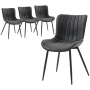 Dining Chairs Set of 4, PU Leather Upholstered Kitchen Chairs with Backrest and Steel Legs, Black