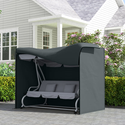 3 Seater Garden Swing Cover, Waterproof 420D Outdoor Swing Bench Cover with Zip, Windproof and Anti-UV, Grey