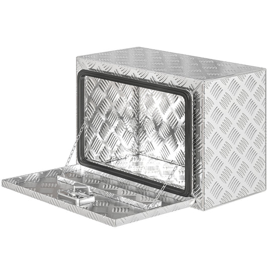24 Inch Truck Bed Tool Box, Heavy Duty Aluminum Tool Box, Storage Toolbox Chest Organizer with Lock and Keys