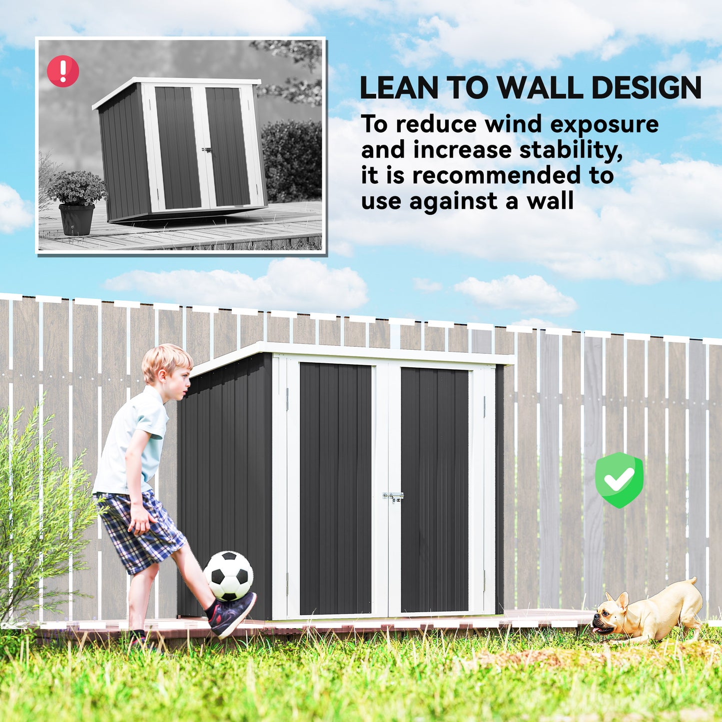 5x3 Metal Garden Storage Shed with Double Door, Durable Metal Shed for Garden, Patio, Lawn, Black