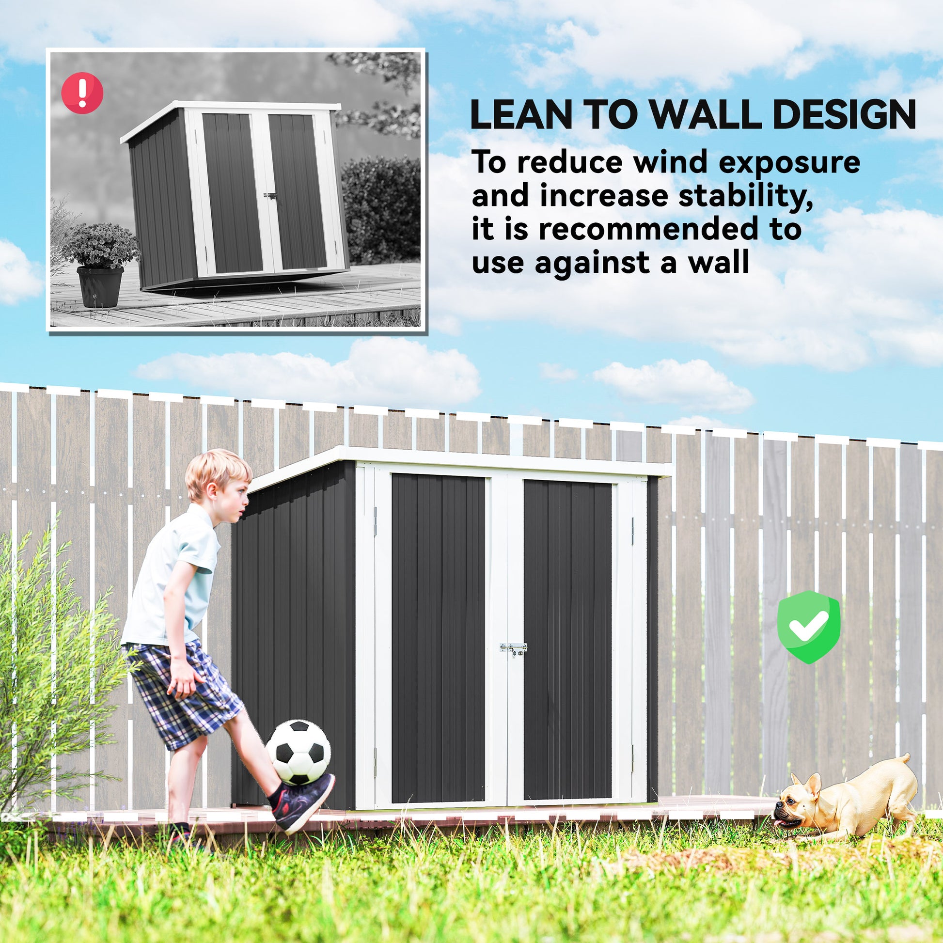 5x3 Metal Garden Storage Shed with Double Door, Durable Metal Shed for Garden, Patio, Lawn, Black