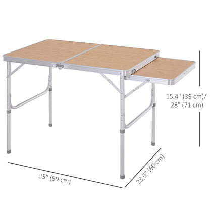 3ft Picnic Table with Slide Shelf Outdoor Portable Aluminum Folding Table 2 Adjustable Height