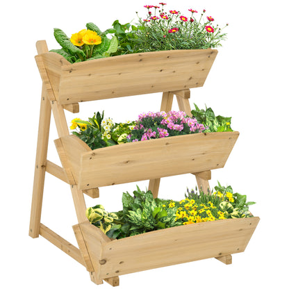 3 Tier Raised Garden Bed, 23.5" x 29.5" x 30.3" Vertical Wooden Elevated Planter Box Kit, Plant Stand for Flowers, Vegetables, Herbs