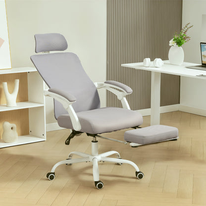 Ergonomic Office Chair, Mesh Reclining Desk Chair with Adjustable Lumbar Support, Headrest, Grey